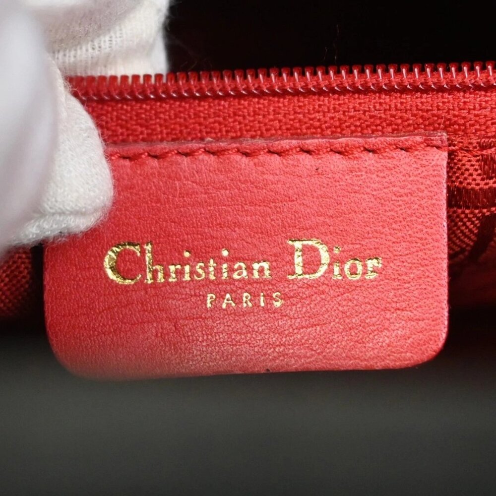 CHRISTIAN DIOR Logo Lady Cannage Hand Bag Nylon Leather Black GHW Italy 76ZA109 - Picture 13 of 16